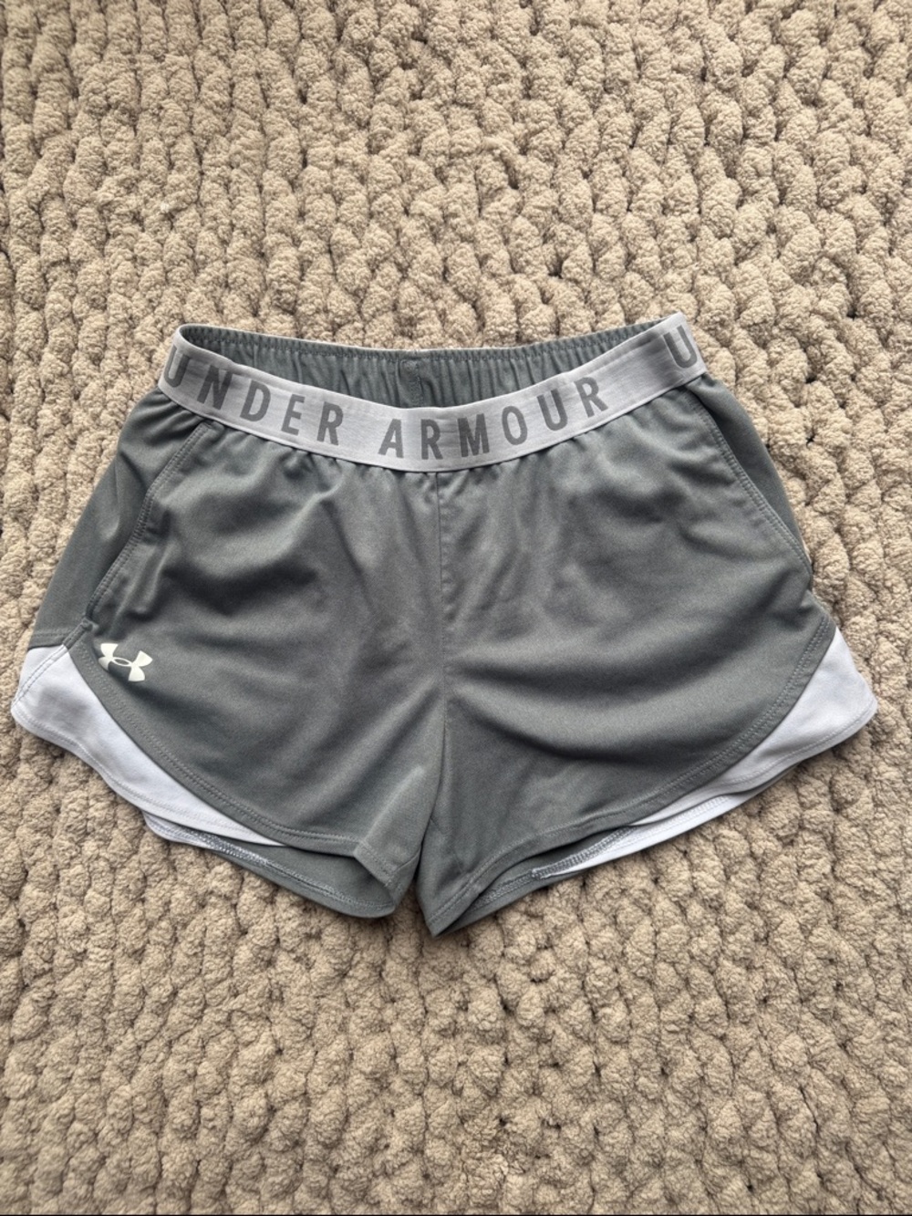 Under Armour Women's Gray Athletic Shorts with White Trim